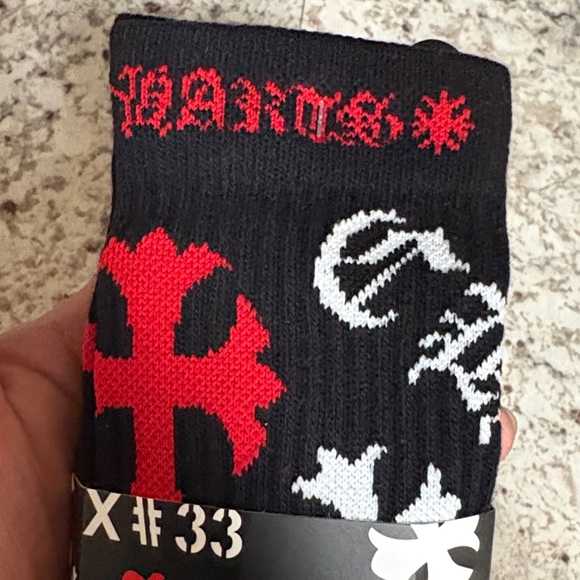 Chrome Hearts Black and Red Patterned Socks - Picture 3 of 4